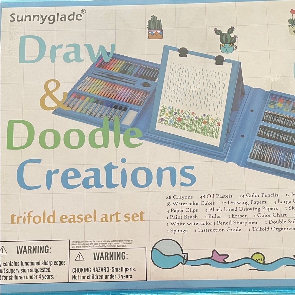 Draw & Doodle Creations Trifold Easel Art Set - Blue Christmas gift